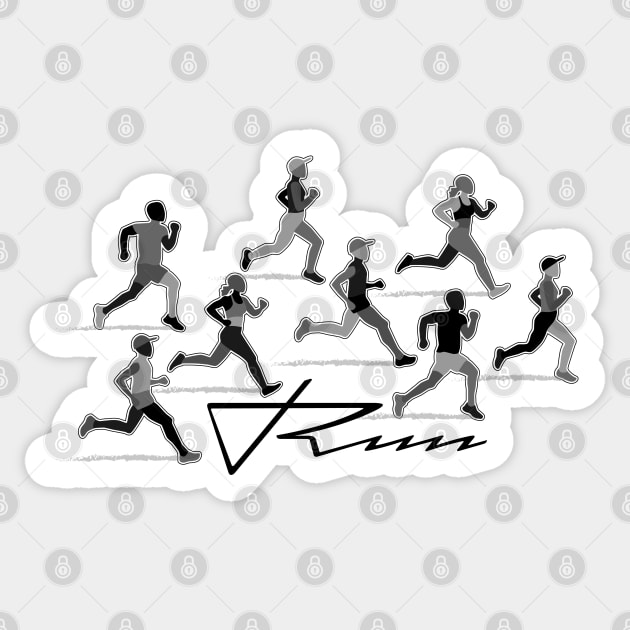 Run to Win - grayscale Sticker by ameemax